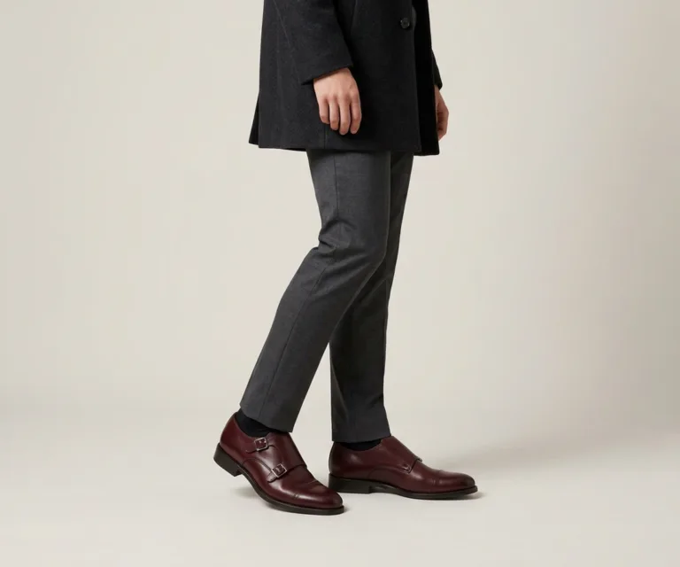 Boston Double Monk Strap Maroon Leather Shoes 3/4 Profile 1080x900