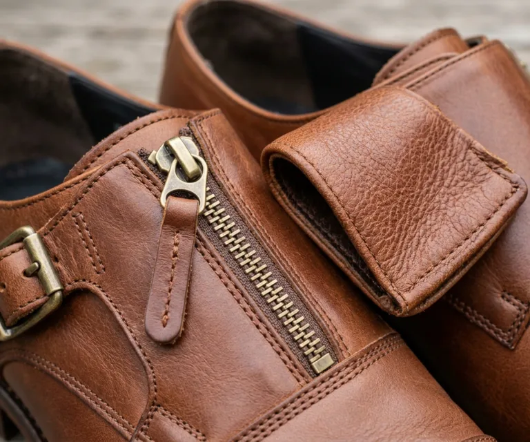 Boston Double Monk Strap Oil Pull-up Brown Leather Shoes Macro Hardware Detail 1080x900