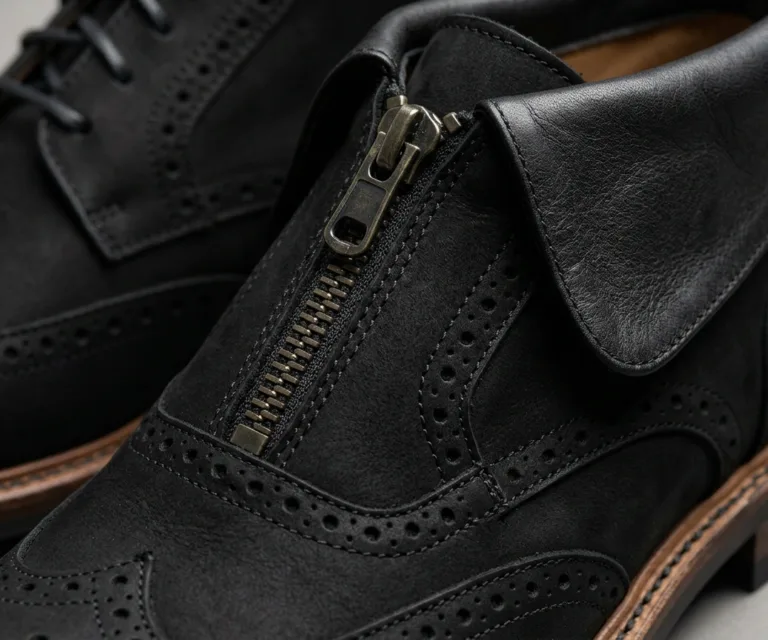 Dirk Brogues Derby Black Nubuck Leather Shoes Macro Hardware Detail 1080x900