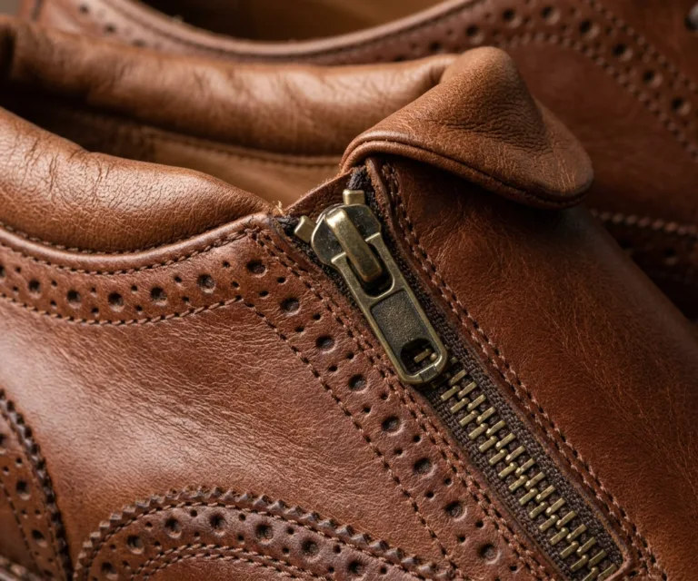 Greyson Brogues Oxford Oil Pull-up Brown Leather Shoes Macro Hardware Detail 1080x900