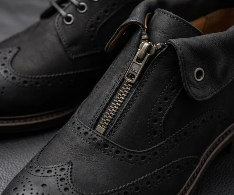 Greyson Brogues Oxford Black Nubuck Leather Shoes Macro Hardware Detail 1080x900