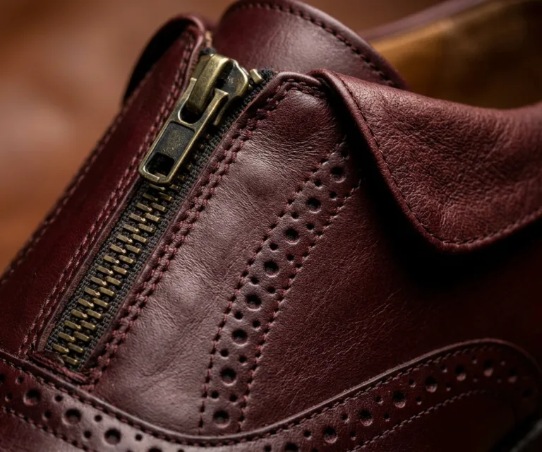 Greyson Brogues Oxford Maroon Leather Shoes Macro Hardware Detail 1080x900