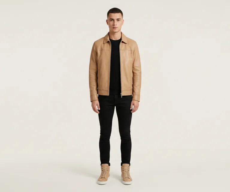 Marty High Top Tan Leather Sneakers Front View 1080x900