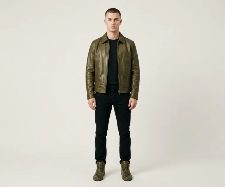 Marty High Top Olive Pullup Leather Sneakers Front View 1080x900