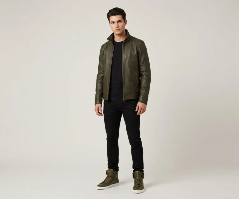 Marty High Top Olive Pullup Leather Sneakers Lifestyle Studio 1080x900