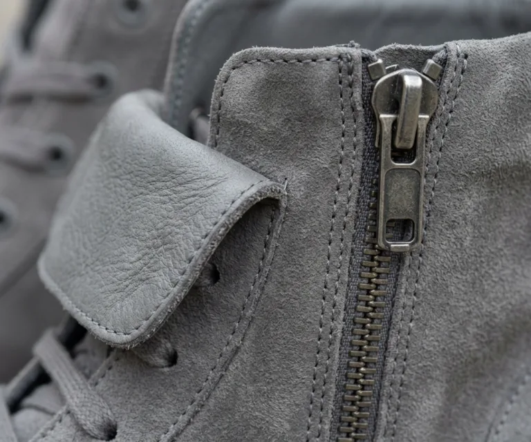 Marty High Top Grey Suede Leather Sneakers Macro Hardware Detail 1080x900