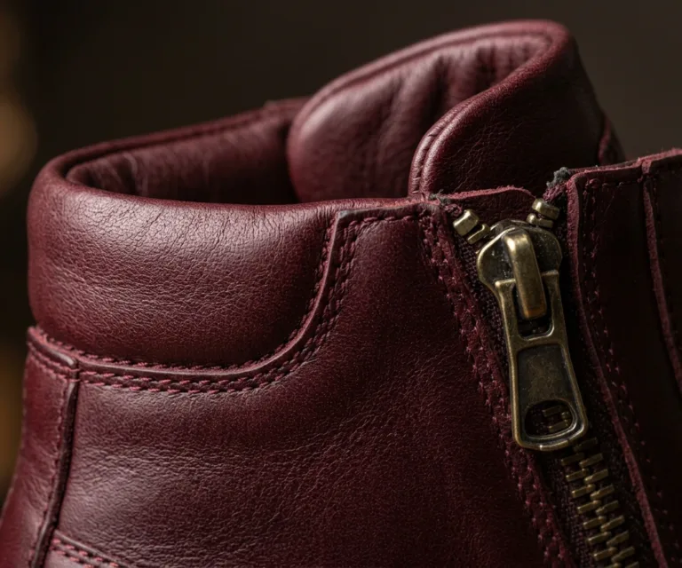 Marty High Top Maroon Leather Sneakers Macro Hardware Detail 1080x900