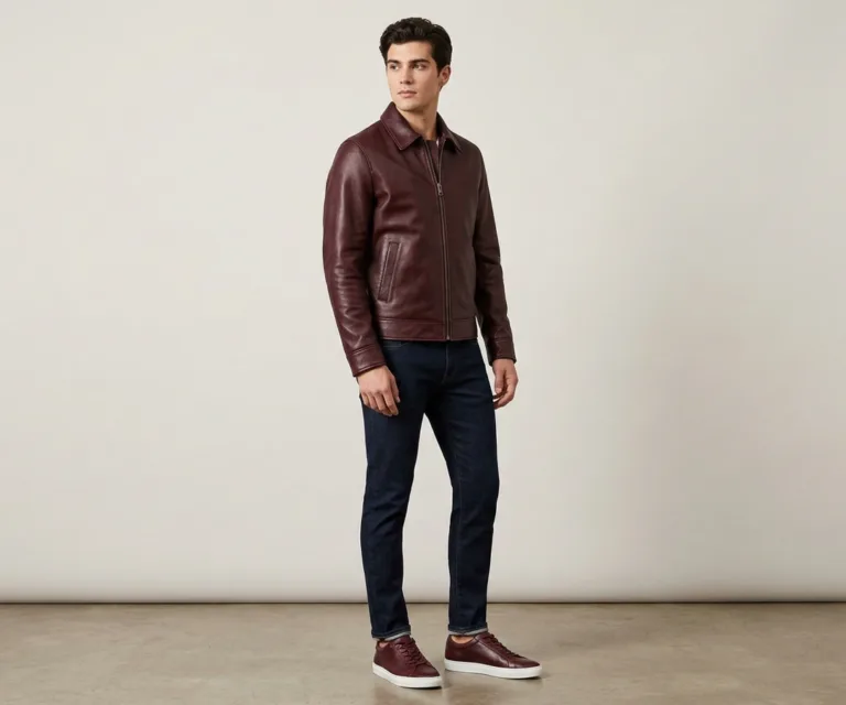 Murphy Low Top Maroon Leather Sneakers 3/4 Profile 1080x900