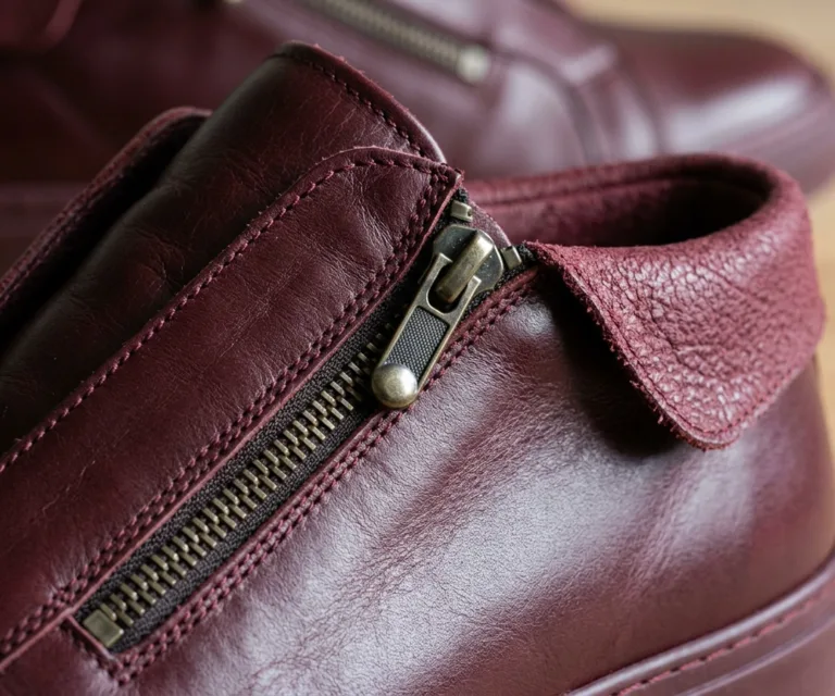 Murphy Low Top Maroon Leather Sneakers Macro Hardware Detail 1080x900