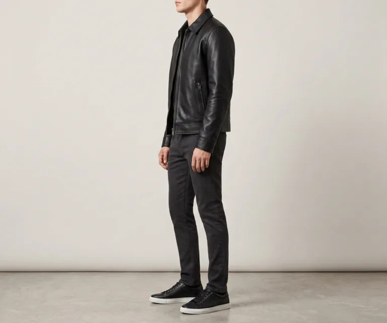 Murphy Low Top Black Leather Sneakers 3/4 Profile 1080x900