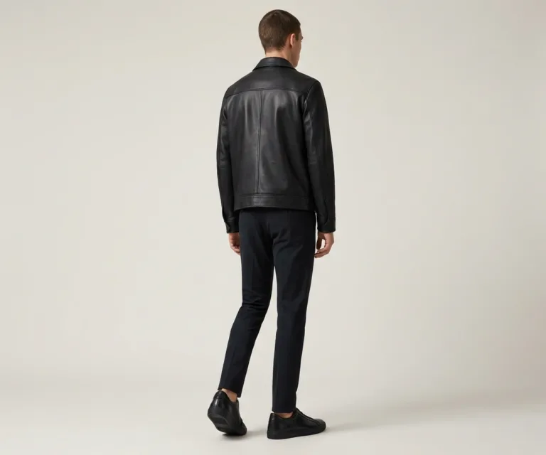 Murphy Low Top Black Leather Sneakers Rear Back View 1080x900