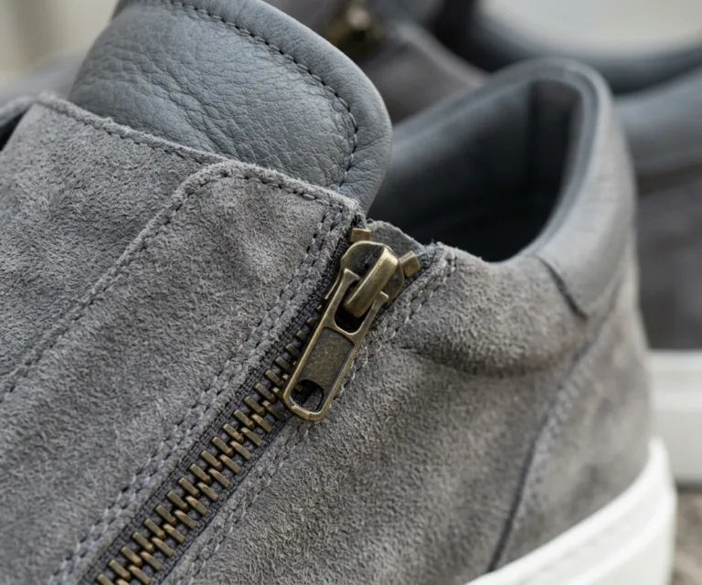 Murphy Low Top Grey Suede Leather Sneakers Macro Hardware Detail 1080x900