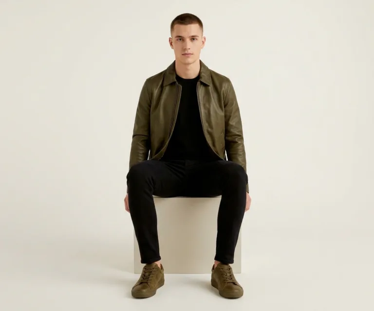 Murphy Low Top Olive Pullup Leather Sneakers Front View 1080x900