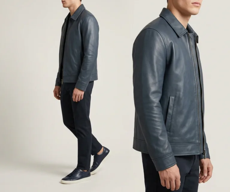 Murphy Low Top Midnight Blue Leather Sneakers 3/4 Profile 1080x900