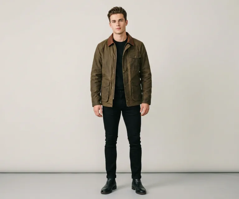 Irwin Brown Waxed Canvas Field Jacket Lifestyle Studio 1080x900
