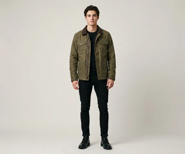 Irwin Olive Waxed Canvas Field Jacket Lifestyle Studio 1080x900