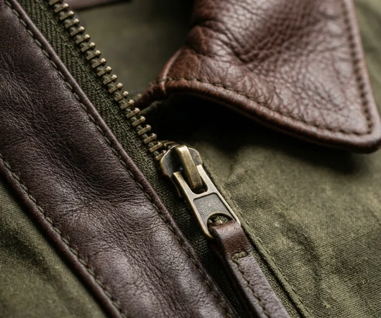 Irwin Olive Waxed Canvas Field Jacket Macro Hardware Detail 1080x900