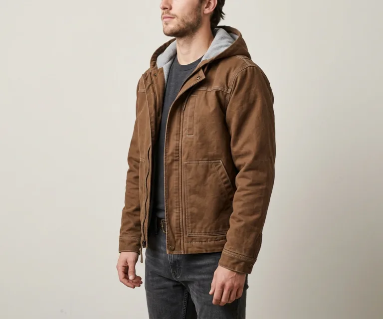 Marlo Brown Canvas Hooded Work Jacket 3/4 Profile 1080x900
