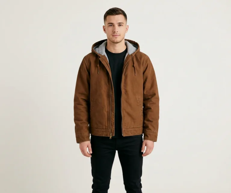 Marlo Brown Canvas Hooded Work Jacket Front View 1080x900