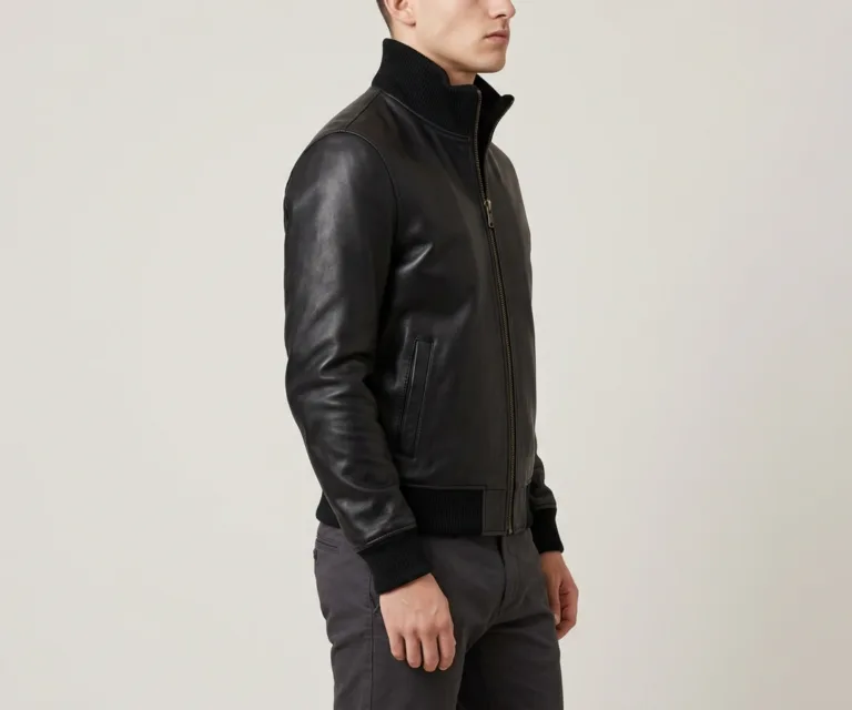 Morrison Black Canvas Bomber Jacket 3/4 Profile 1080x900
