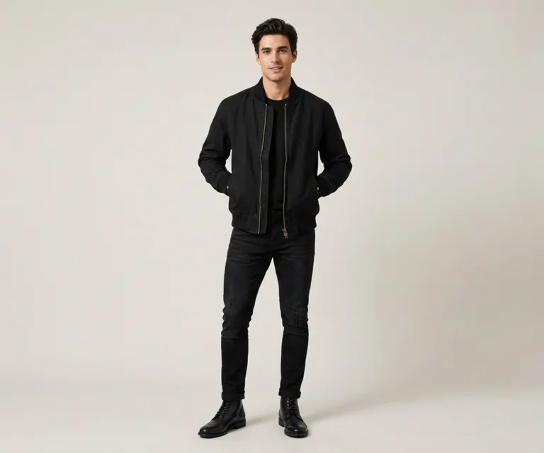Morrison Black Canvas Bomber Jacket Lifestyle Studio 1080x900