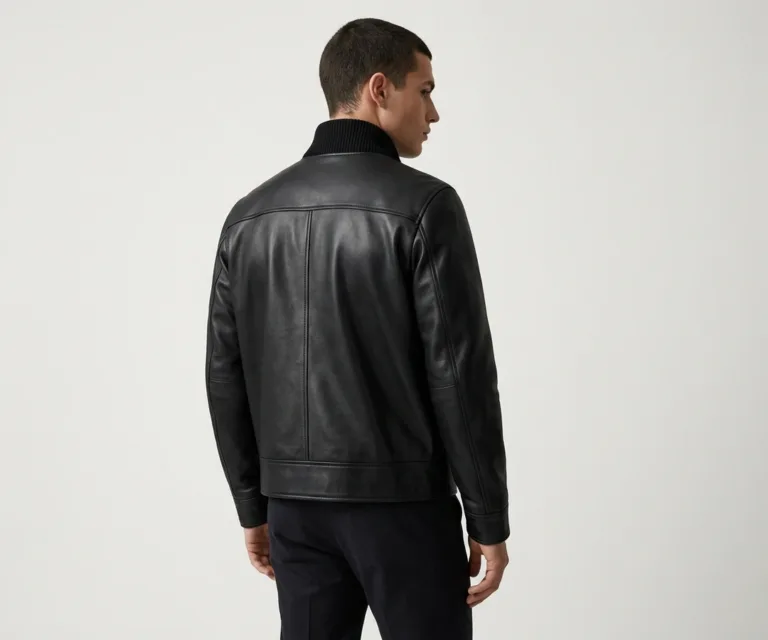 Morrison Black Canvas Bomber Jacket Rear Back View 1080x900