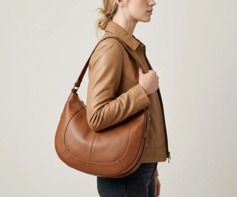 The Stefani Brown Leather Hobo Bag 3/4 Profile 1080x900