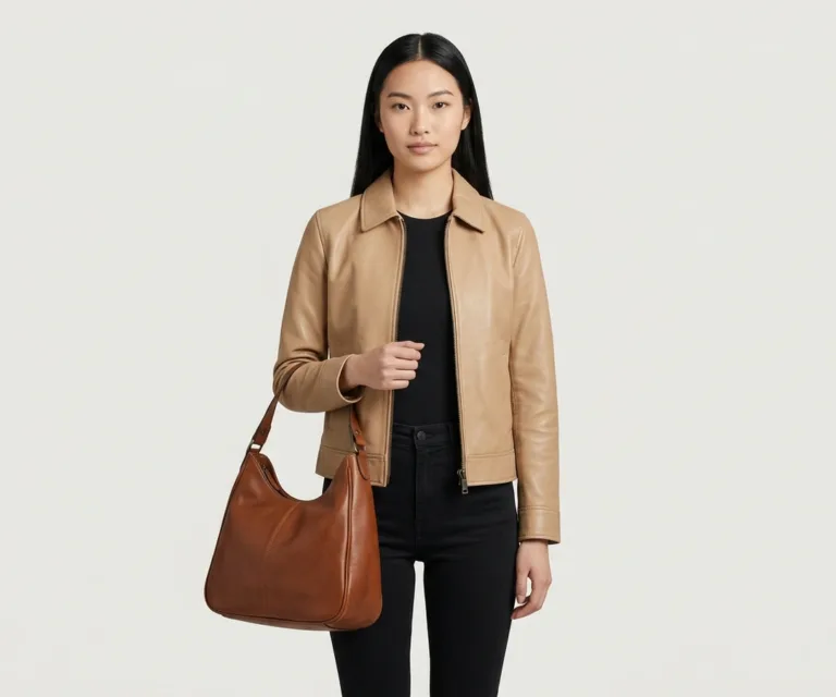 The Stefani Brown Leather Hobo Bag Front View 1080x900
