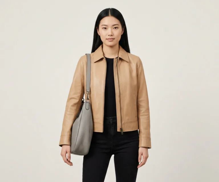 The Stefani Grey Leather Hobo Bag Front View 1080x900