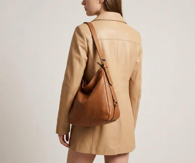 The Stefani Vintage Tan Brown Leather Hobo Bag Rear Back View 1080x900