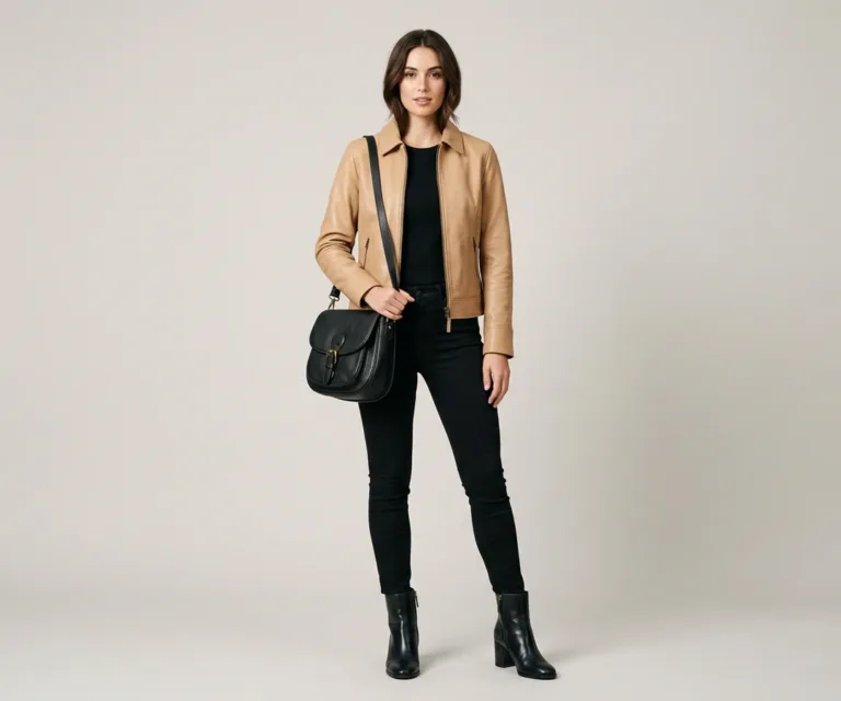 The Sandra Black Leather Saddle Bag Lifestyle Studio 1080x900