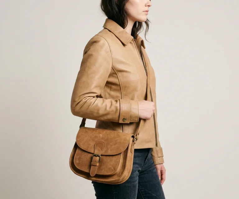 The Sandra Vintage Distressed Brown Leather Saddle Bag 3/4 Profile 1080x900