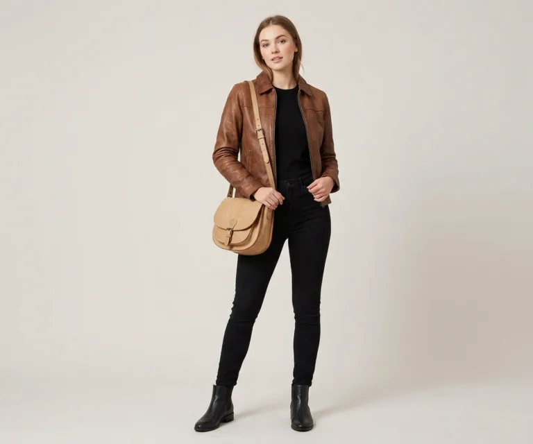 The Sandra Vintage Distressed Brown Leather Saddle Bag Lifestyle Studio 1080x900