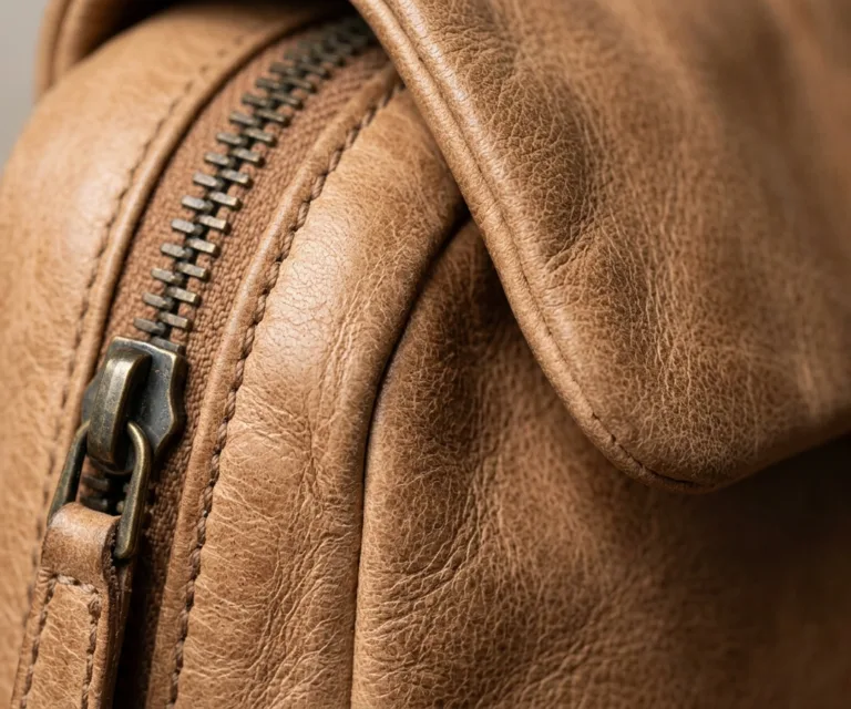 The Sandra Vintage Distressed Brown Leather Saddle Bag Macro Hardware Detail 1080x900
