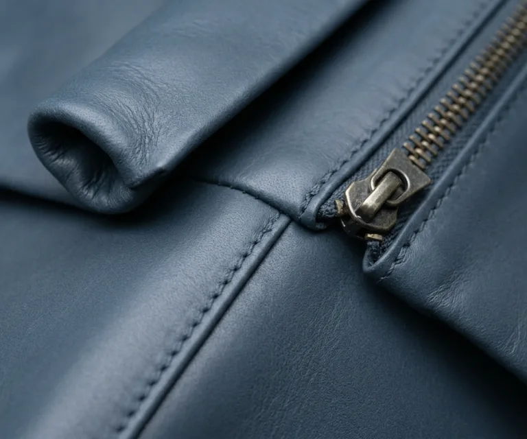 The Bianca Blue Leather Tote Bag Macro Hardware Detail 1080x900
