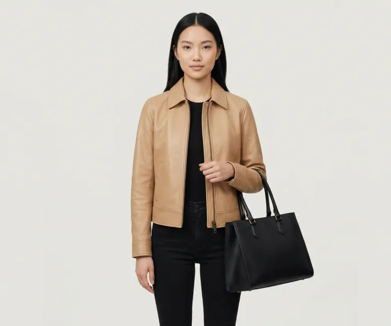 The Bianca Black Leather Tote Bag Front View 1080x900