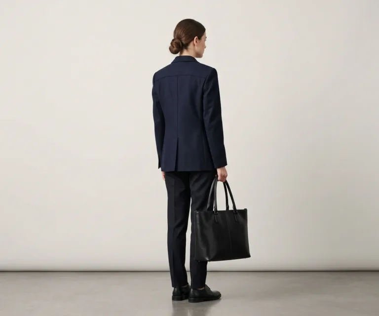 The Bianca Black Leather Tote Bag Rear Back View 1080x900