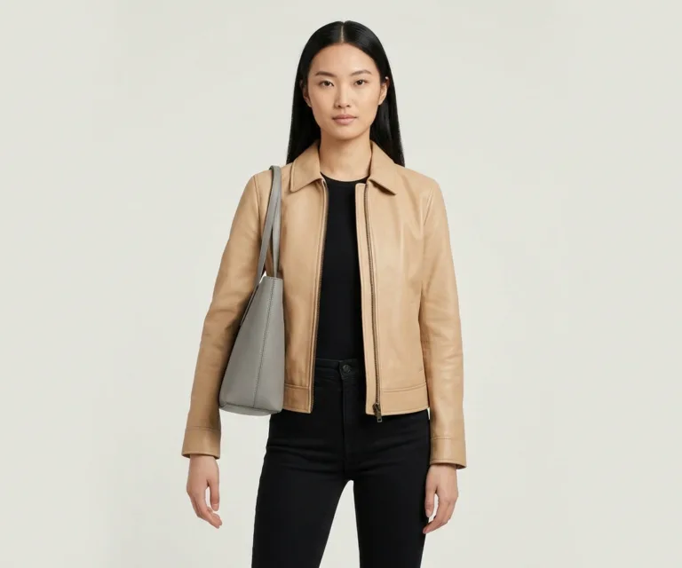 The Bianca Grey Leather Tote Bag Front View 1080x900