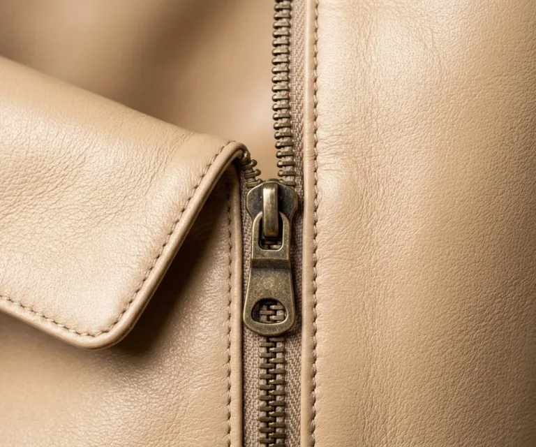 The Bianca Grey Leather Tote Bag Macro Hardware Detail 1080x900