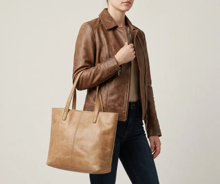 The Bianca Vintage Distressed Brown Leather Tote Bag 3/4 Profile 1080x900