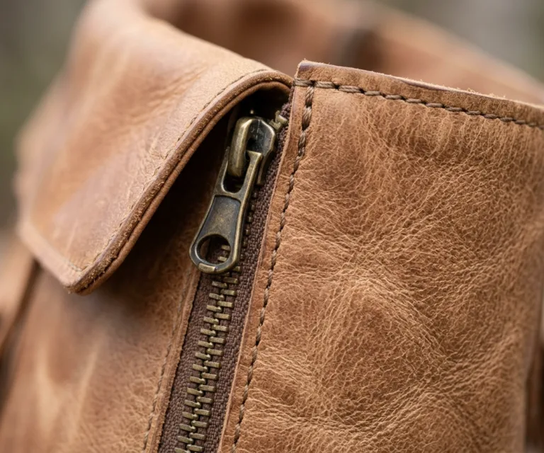The Bianca Vintage Distressed Brown Leather Tote Bag Macro Hardware Detail 1080x900