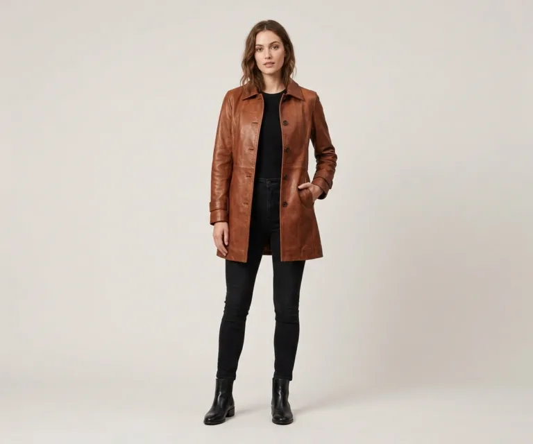 Alexis Brown Single Breasted Leather Coat Lifestyle Studio 1080x900