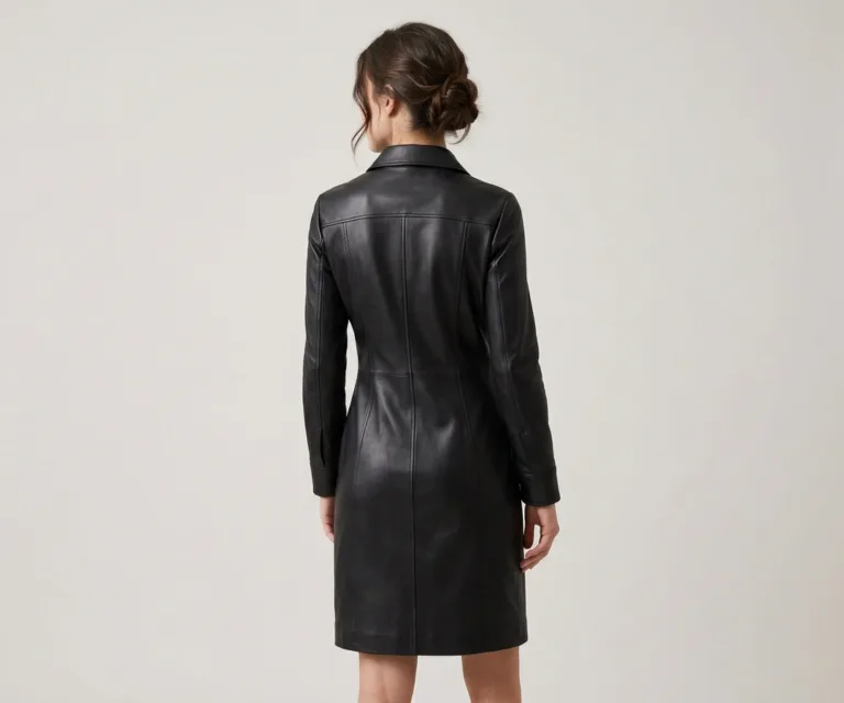 Luxe Black Leather Dress Rear Back View 1080x900