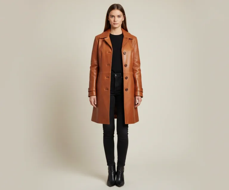 Alina Shearling Brown Leather Coat Lifestyle Studio 1080x900
