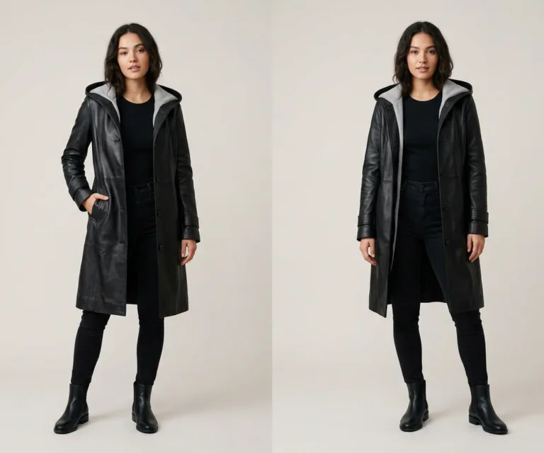Fixon Hooded Black Trench Coat Lifestyle Studio 1080x900