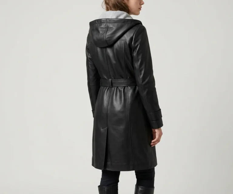 Fixon Hooded Black Trench Coat Rear Back View 1080x900