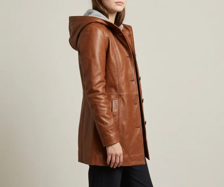 Fixon Hooded Brown Trench Coat 3/4 Profile 1080x900