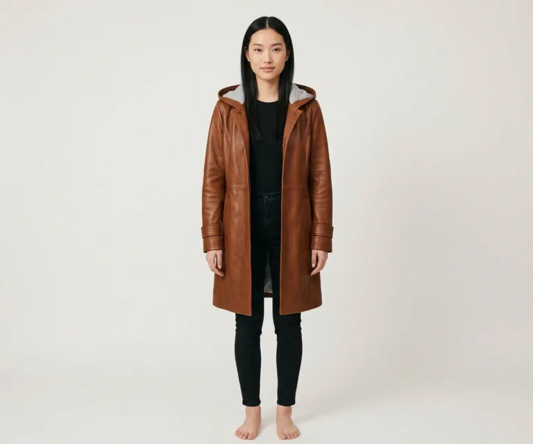 Fixon Hooded Brown Trench Coat Front View 1080x900