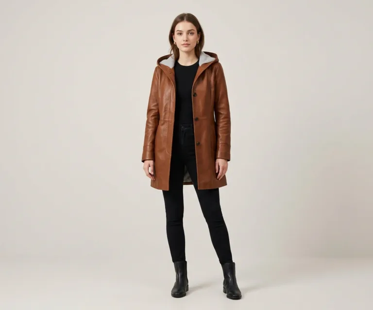 Fixon Hooded Brown Trench Coat Lifestyle Studio 1080x900
