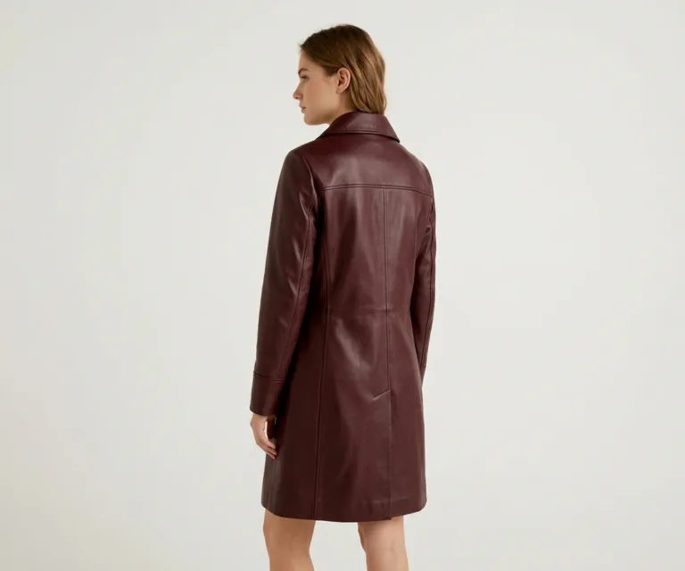 Missoni Maroon Leather Trench Coat Rear Back View 1080x900
